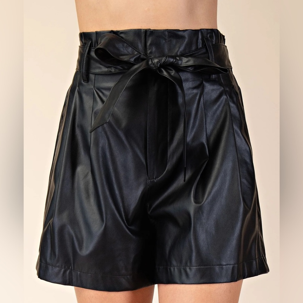 RedSky Boutique Faux Leather Paperbag Shorts